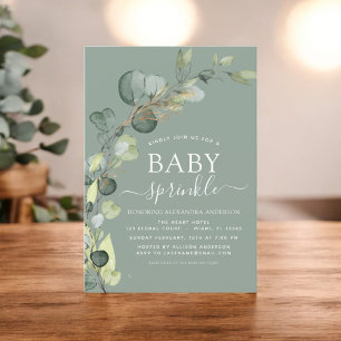 Baby Sprinkle Shower Greenery Eucalyptus Green Inv Kaart
