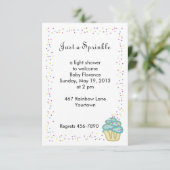 Baby Sprinkle Shower Invitation Blue Cupcake Kaart (Staand voorkant)