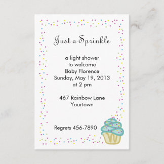 Baby Sprinkle Shower Invitation Blue Cupcake Kaart