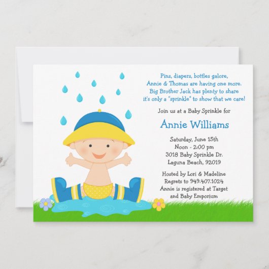 Baby Sprinkle Shower Invitation for Baby Boy Kaart (Voorkant)