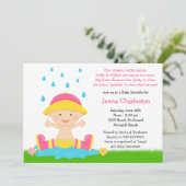 Baby Sprinkle Shower Invitation for Baby Girl Kaart (Staand voorkant)