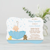 Baby Sprinkle Shower Invitation for Boy Kaart (Staand voorkant)