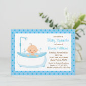 Baby Sprinkle Shower Invitation for Boy Kaart (Staand voorkant)