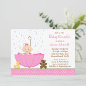 Baby Sprinkle Shower Invitation for Girl Kaart (Staand voorkant)