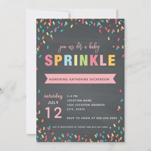 Baby Sprinkle Shower Invitation roze Girl Kaart (Voorkant)