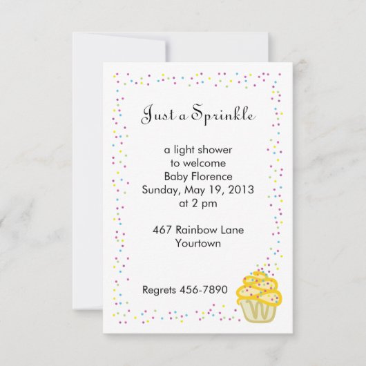 Baby Sprinkle Shower Invitation Yellow Cupcake Kaart (Voorkant)