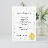 Baby Sprinkle Shower Invitation Yellow Cupcake Kaart (Staand voorkant)
