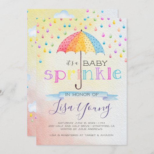 Baby Sprinkle Shower Kaart (Voorkant / Achterkant)
