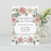 Baby Sprinkle Shower Pastel Roze Witte Rose Bloeme Kaart (Staand voorkant)