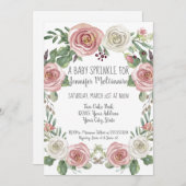 Baby Sprinkle Shower Pastel Roze Witte Rose Bloeme Kaart (Voorkant / Achterkant)