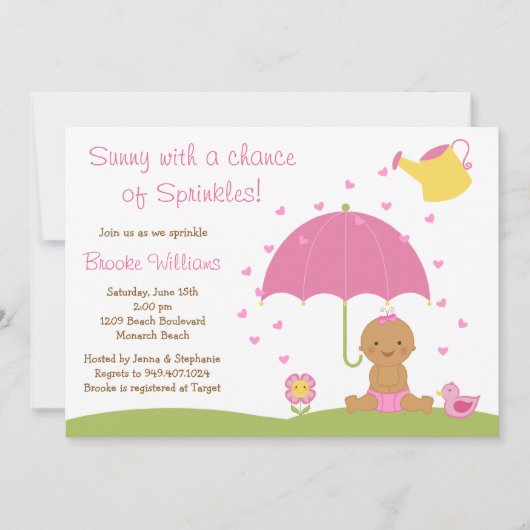 Baby Sprinkle Shower Uitnodiging Afrikaans-Amerika (Voorkant)