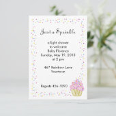 Baby Sprinkle Shower-uitnodiging met roze cake Kaart (Staand voorkant)