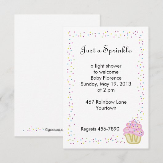 Baby Sprinkle Shower-uitnodiging met roze cake Kaart (Voorkant / Achterkant)