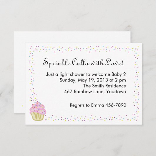 Baby Sprinkle Shower-uitnodiging met roze cake Kaart (Voorkant / Achterkant)