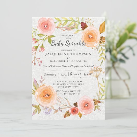 Baby Sprinkle Typografie Waterverf Floral Wreath Kaart (Staand voorkant)