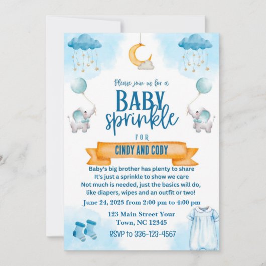 Baby sprinkle uitnodiging (Voorkant)
