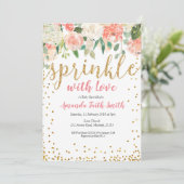 Baby Sprinkle Uitnodiging Kaart Bloemen (Staand voorkant)