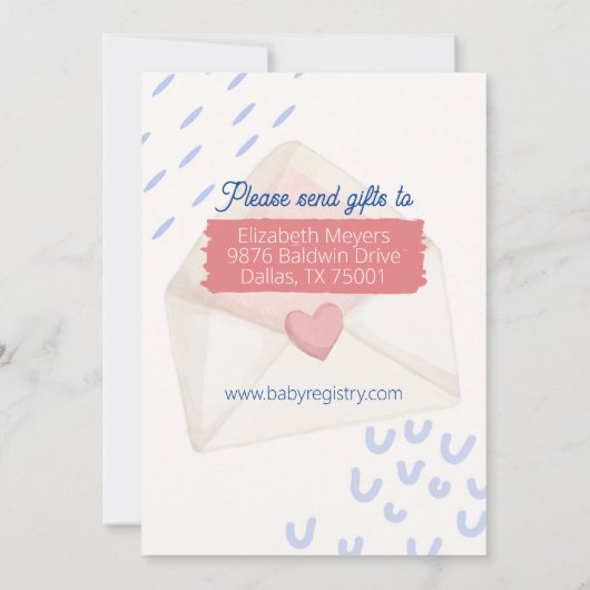 Baby Sprinkle Uitnodiging per Post (Achterkant)