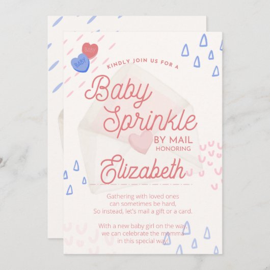 Baby Sprinkle Uitnodiging per Post (Voorkant / Achterkant)
