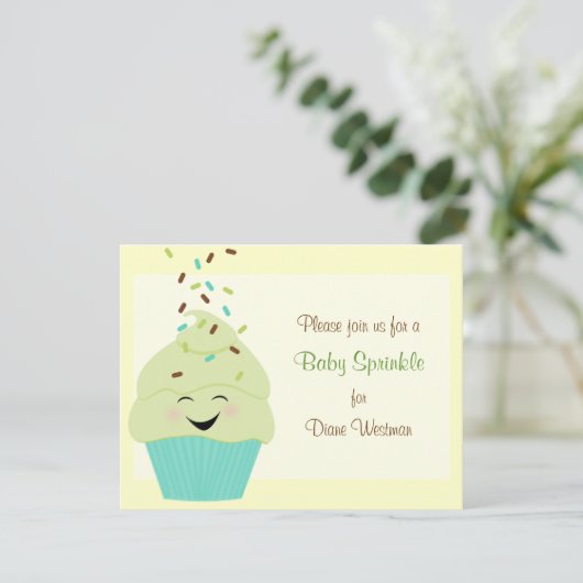 Baby Sprinkle Uitnodiging tot neutraal geslachtsli (Staand voorkant)