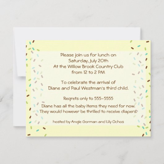 Baby Sprinkle Uitnodiging tot neutraal geslachtsli (Achterkant)