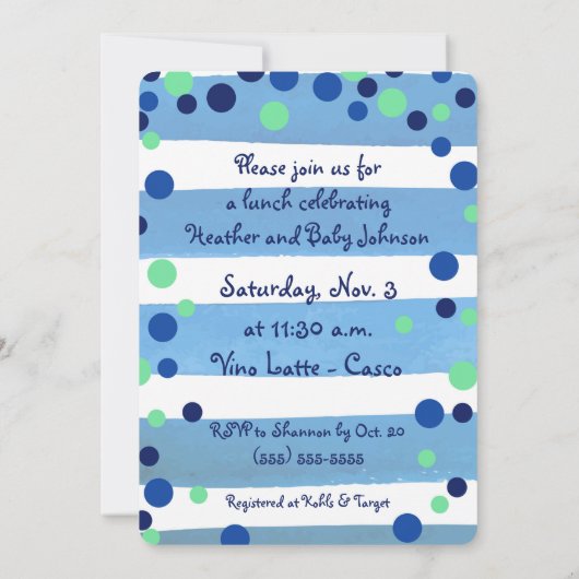 Baby Sprinkle - Uitnodiging voor baby jongen (Achterkant)