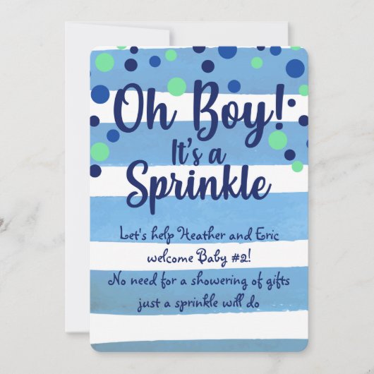 Baby Sprinkle - Uitnodiging voor baby jongen (Voorkant)
