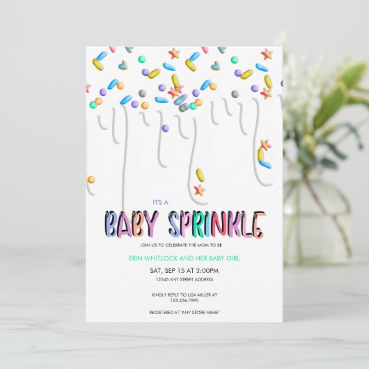 Baby Sprinkle Uitnodigingen (Staand voorkant)