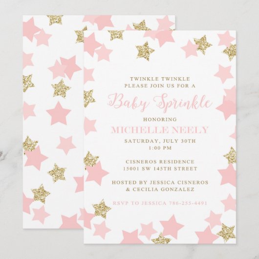 Baby Sprinkle-uitnodigingen voor Jessica Kaart (Voorkant / Achterkant)