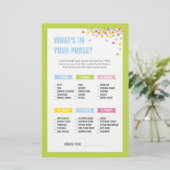 Baby Sprinkle Wat zit er in je tas spel - Groen Briefpapier (Staand voorkant)