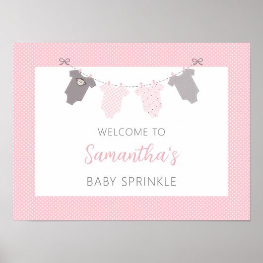 Baby Sprinkle Welkomstbord - meisjeslijn Poster (Voorkant)