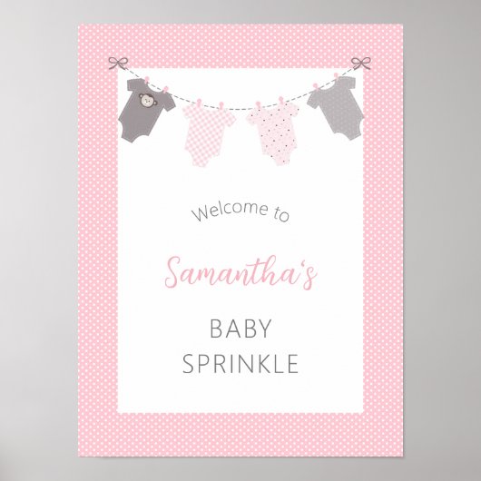 Baby Sprinkle Welkomstbord - meisjeslijn Poster (Voorkant)