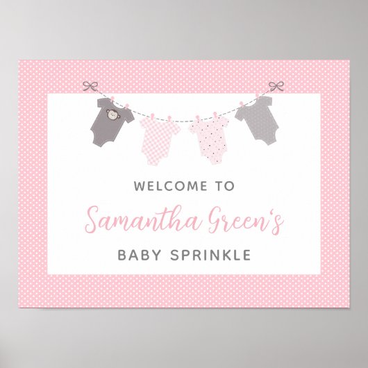 Baby Sprinkle Welkomstbord - meisjeslijn Poster (Voorkant)