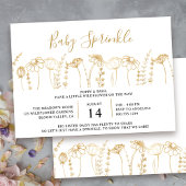 Baby Sprinkle Wildflower Gold Sketch Baby shower Kaart