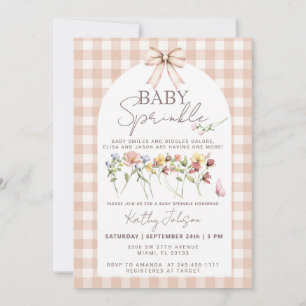 Baby Sprinkle Wildflower Neutrale Gingham Kaart