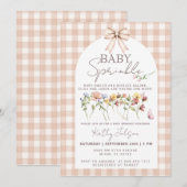 Baby Sprinkle Wildflower Neutrale Gingham Kaart (Voorkant / Achterkant)