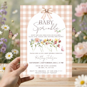 Baby Sprinkle Wildflower Neutrale Gingham Kaart