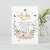 Baby Sprinkle Wildflowers Butterflies Baby shower Kaart (Staand voorkant)