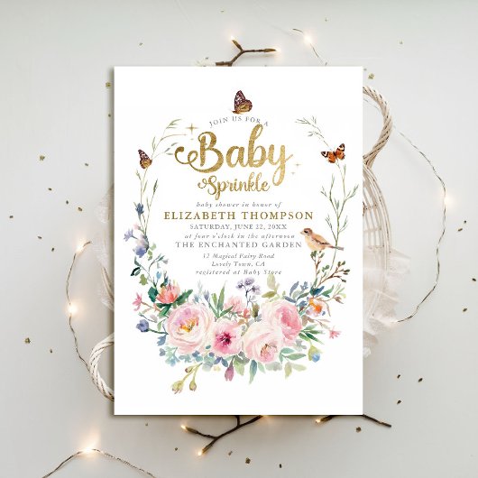 Baby Sprinkle Wildflowers Butterflies Baby shower Kaart