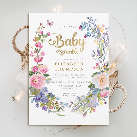 Baby Sprinkle Wildflowers Whimsical Baby shower Kaart
