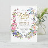 Baby Sprinkle Wildflowers Whimsical Baby shower Kaart (Staand voorkant)