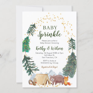 Baby Sprinkle Woodland Animal Invitation Kaart