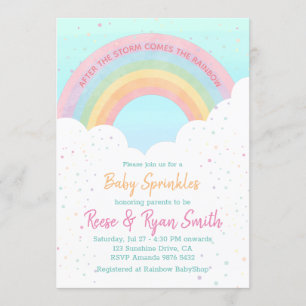 Baby Sprinkles Pastel Regenboog Baby shower Kaart