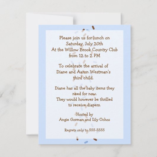 Baby sprint in Blues Invitation Kaart (Achterkant)