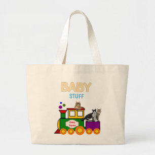 Baby Spullen met Trein en Katten Boodschappentas Grote Tote Bag