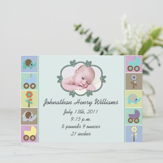 Baby Squares Baby Aankondiging (Staand voorkant)