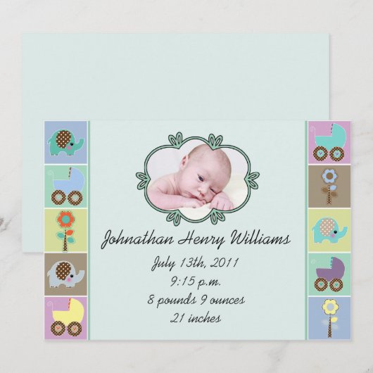 Baby Squares Baby Aankondiging (Voorkant / Achterkant)