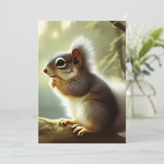 Baby Squirrel Wildlife Portrait Card Kaart (Staand voorkant)