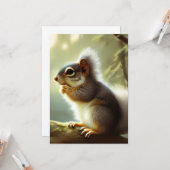 Baby Squirrel Wildlife Portrait Card Kaart (Voorkant / Achterkant in situ)