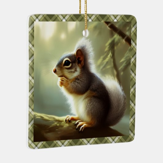 Baby Squirrel Wildlife Portret Aangepast Keramisch Ornament (Rechts)